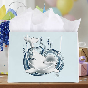 Beluga Whale Blue Large Gift Bag
