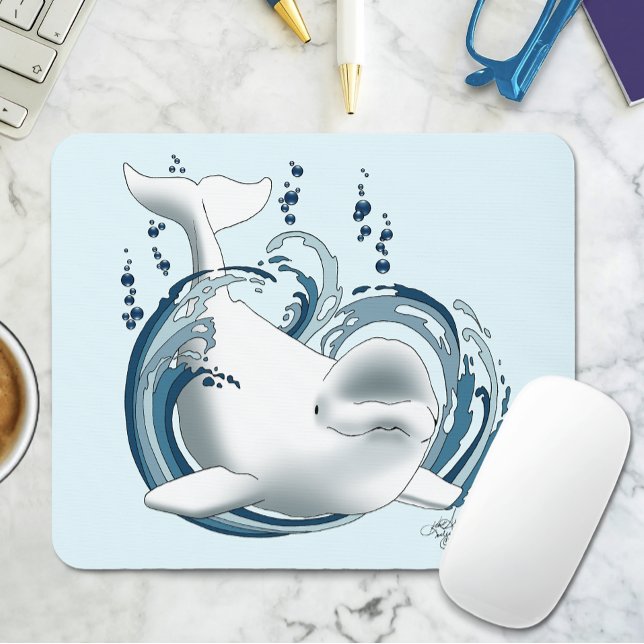 Beluga Whale Blue Mouse Pad (Creator Uploaded)