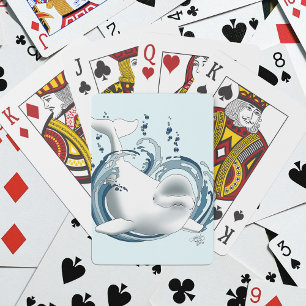 Beluga Whale Blue Playing Cards