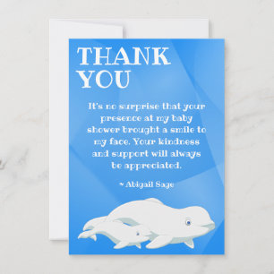 Beluga Whale Blue, White Arctic Ocean Baby Shower Thank You Card