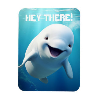 Beluga Whale Cartoon Blue Green Arctic Ocean  Magnet