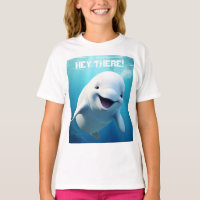 Beluga Whale Cartoon Blue Green Arctic Ocean