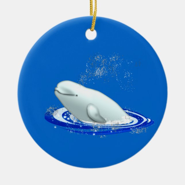 Beluga Whale Christmas Ornament (Front)