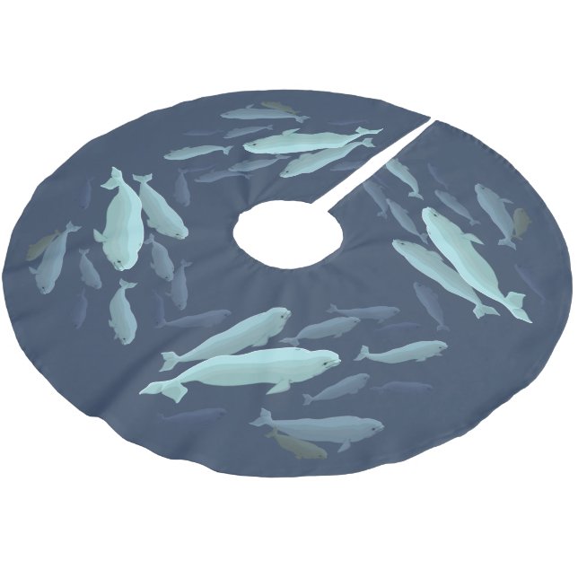 Beluga Whale Christmas Tree Skirt Whale Tree Skirt (Angled)