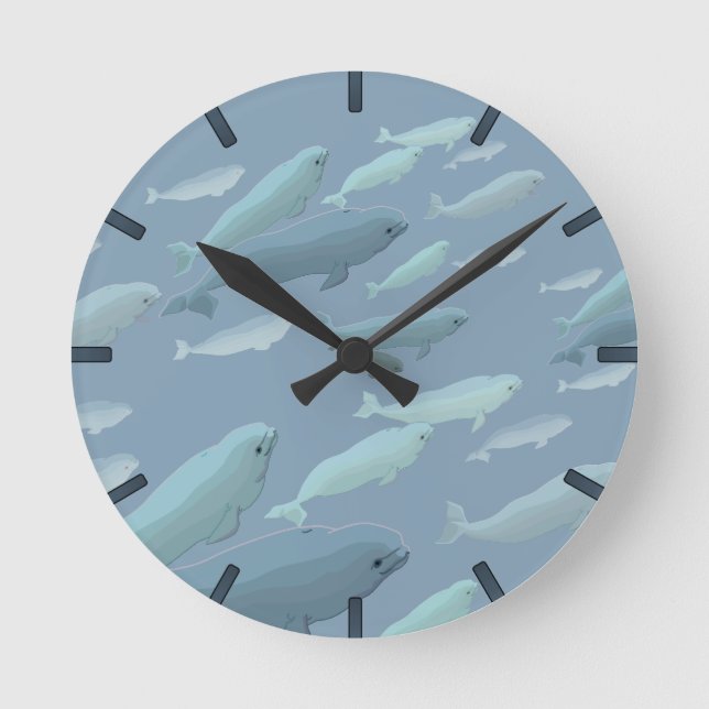 Beluga Whale Clock Beluga Whale Art Wall Clock (Front)