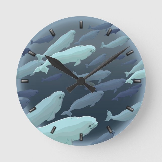 Beluga Whale Clock Beluga Whale Art Wall Clock (Front)