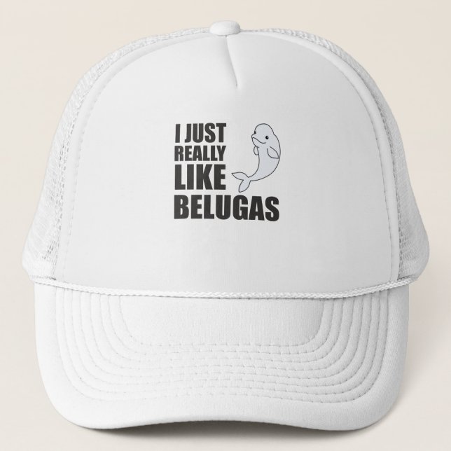Beluga Whale Cute Animals For Kids Trucker Hat (Front)