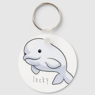 beluga whale lucky charm key ring