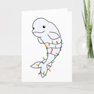 Beluga Whale Merry Christmas Winter Animals Whales Holiday Card