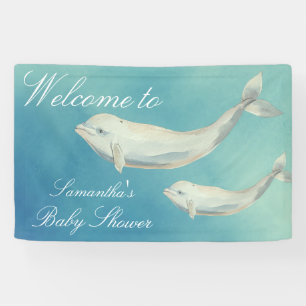 Beluga Whale Mum and Calf Baby Shower Banner