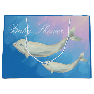 Beluga Whale Mum and Calf Baby Shower Large Gift Bag