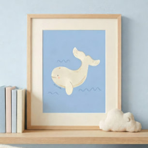 Beluga Whale Nursery Art Print   Go With the Flow 