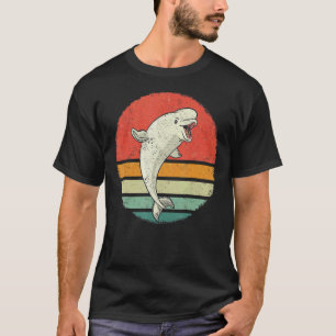 Beluga Whale Ocean Belugas Retro Sunset T-Shirt