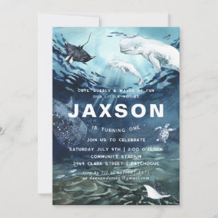 Beluga Whale Ocean Birthday Party Invitation