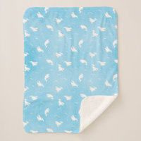 Beluga Whale Pattern in Ocean Blue