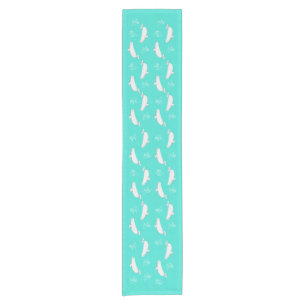 Beluga Whale Pattern Turquoise Short Table Runner