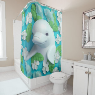 Beluga Whale Sea Ocean Beach house Shower Curtain