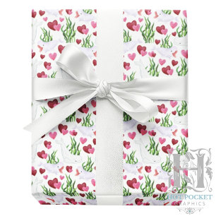 Beluga Whale Valentine Gift Wrapping Paper White