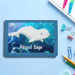 Beluga Whale White and Blue Hearts Arctic Ocean Trifold Wallet<br><div class="desc">This cute beluga whale themed trifold wallet features a blue ocean heart background reminiscent of icy cold arctic waters with an adorable white beluga whale.  A perfect accessory for whale loving kids.  Make this wallet even more special by personalising it with a name.</div>