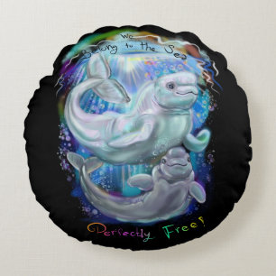 Beluga Whales Round Cushion