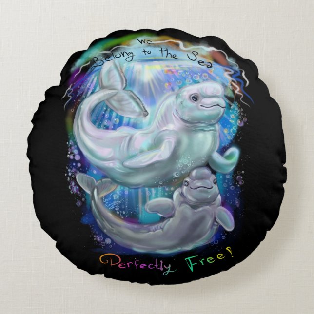 Beluga Whales Round Cushion (Front)