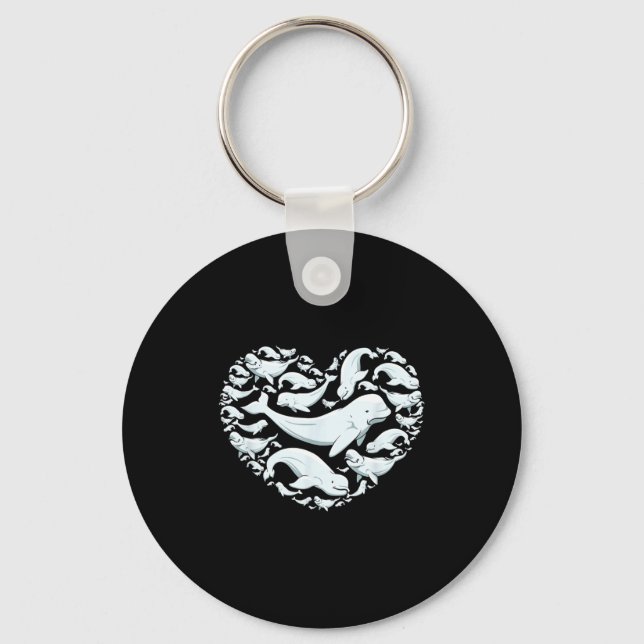 Beluga Whales Valentine Days For Kids Boy Girl Men Key Ring (Front)