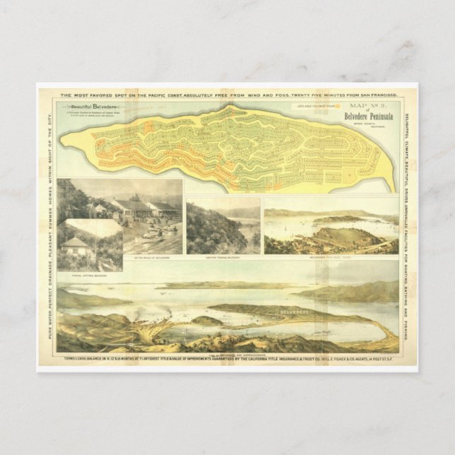 Belvedere Peninsula, Marin County, ca. 1890.  Postcard (Front)