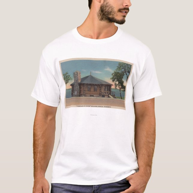 Bemidji, MN - View of Fireplace of States Bldg T-Shirt (Front)