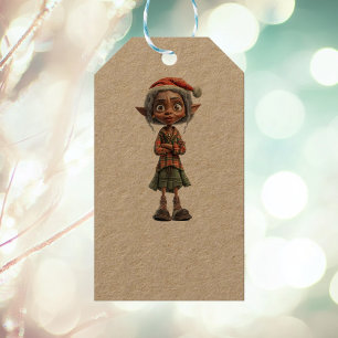 Bemused Grandma Christmas Elf Kraft Gift Tags