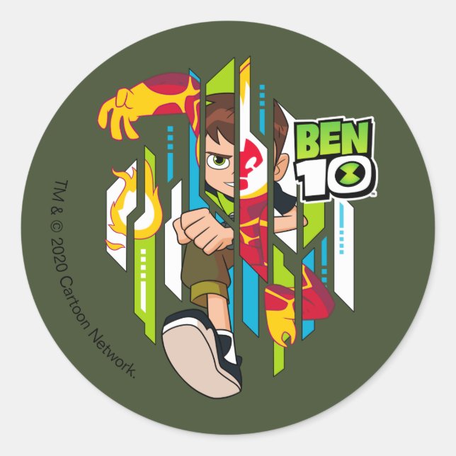 Ben 10 Heatblast DNA Transformation Classic Round Sticker (Front)