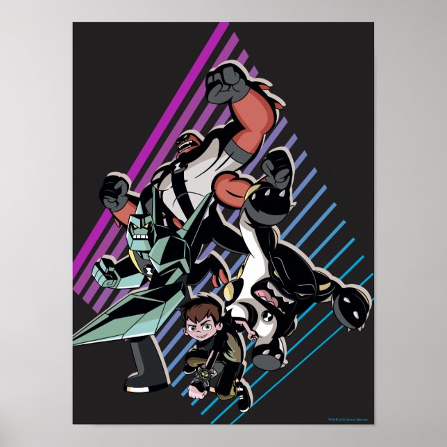 Ben 10 Retro Alien Group Graphic Poster (Front)