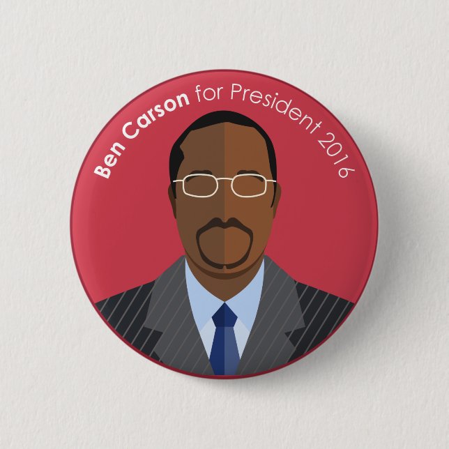 Ben Carson 2016 for president custom button (Front)