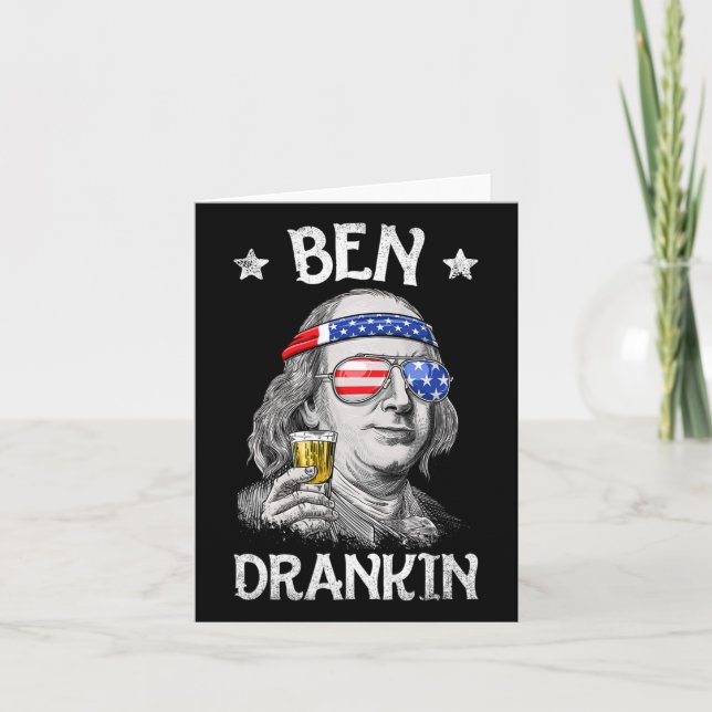 Ben Drankin 4th Of July Benjamin Franklin Men Amer Card (Front)