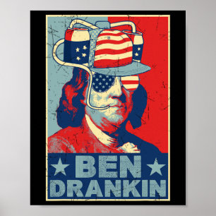 Ben Drankin Beer 4th Of July Retro Beer Lover Drin Poster