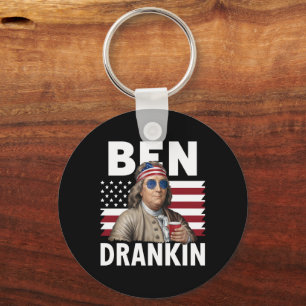 Ben Drankin Beer 4th of July Vintage Flag Funny Key Ring