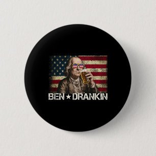 Ben Drankin Funny Beer 4th Of July Retro Usa Flag  6 Cm Round Badge