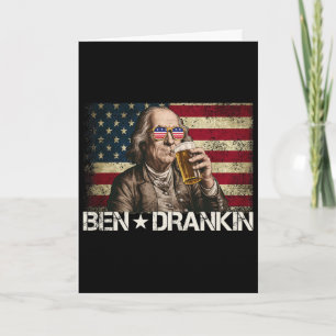 Ben Drankin Funny Beer 4th Of July Retro Usa Flag Card