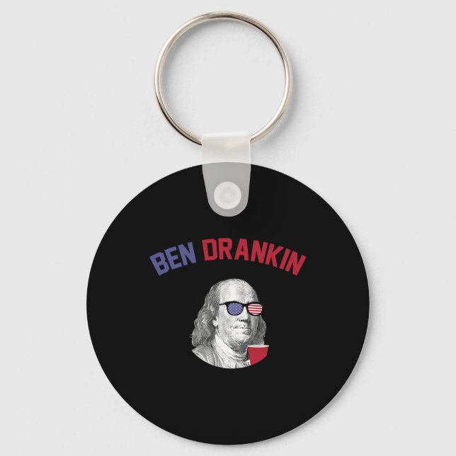 Ben Drankin T Shirt Fourth Of July Patriotic Drink Key Ring (Front)