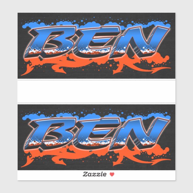 Ben First Name Graffiti Sticker (Sheet)