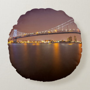 Ben Franklin Bridge Round Cushion