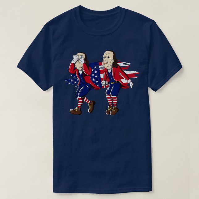 Ben Franklin Griddy American Flag 4th of July  T-Shirt (Design Front)
