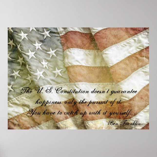 Ben Franklin Happiness Quote Poster (Front)