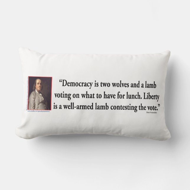 Ben Franklin On Gun Control Lumbar Cushion (Front)
