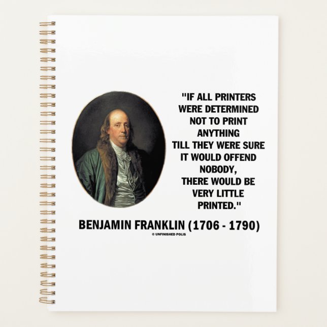 Ben Franklin Printers Not To Print Printed Quote Planner (Front)