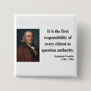 Ben Franklin Quote 3b 15 Cm Square Badge
