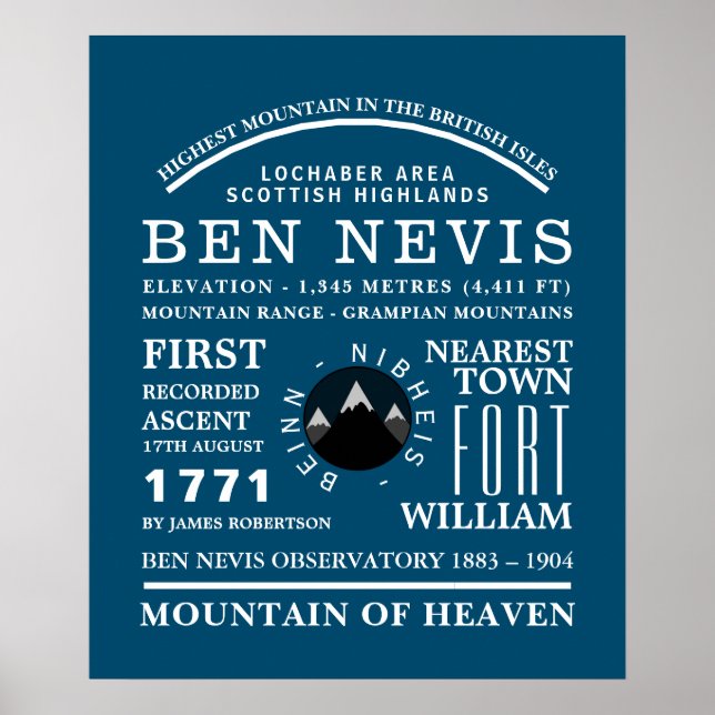 Ben Nevis, Mountain Expedition Information Poster (Front)