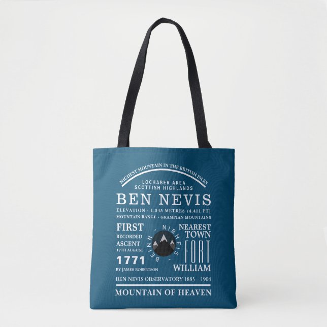 Ben Nevis, Mountain Expedition Information Tote Bag (Front)