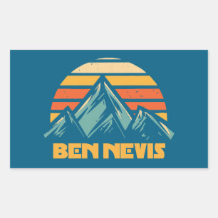 Ben Nevis Retro Turquoise Rectangular Sticker