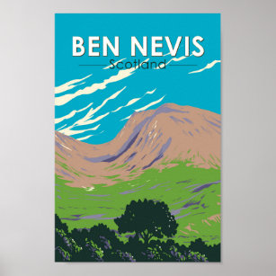 Ben Nevis Scotland Travel Art Vintage Poster