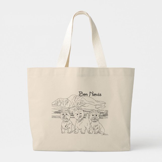 Ben Nevis Scotland with Westies Tote Bag (Back)